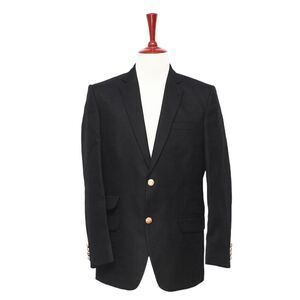 Mens Blazer Black Wool Gold 2 Button Formal Party Jacket Wedding Sport Coat 42R